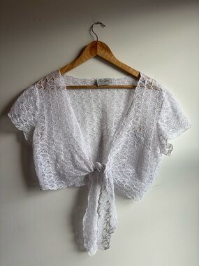White Lace Tie-Front Camisole Cover-Up